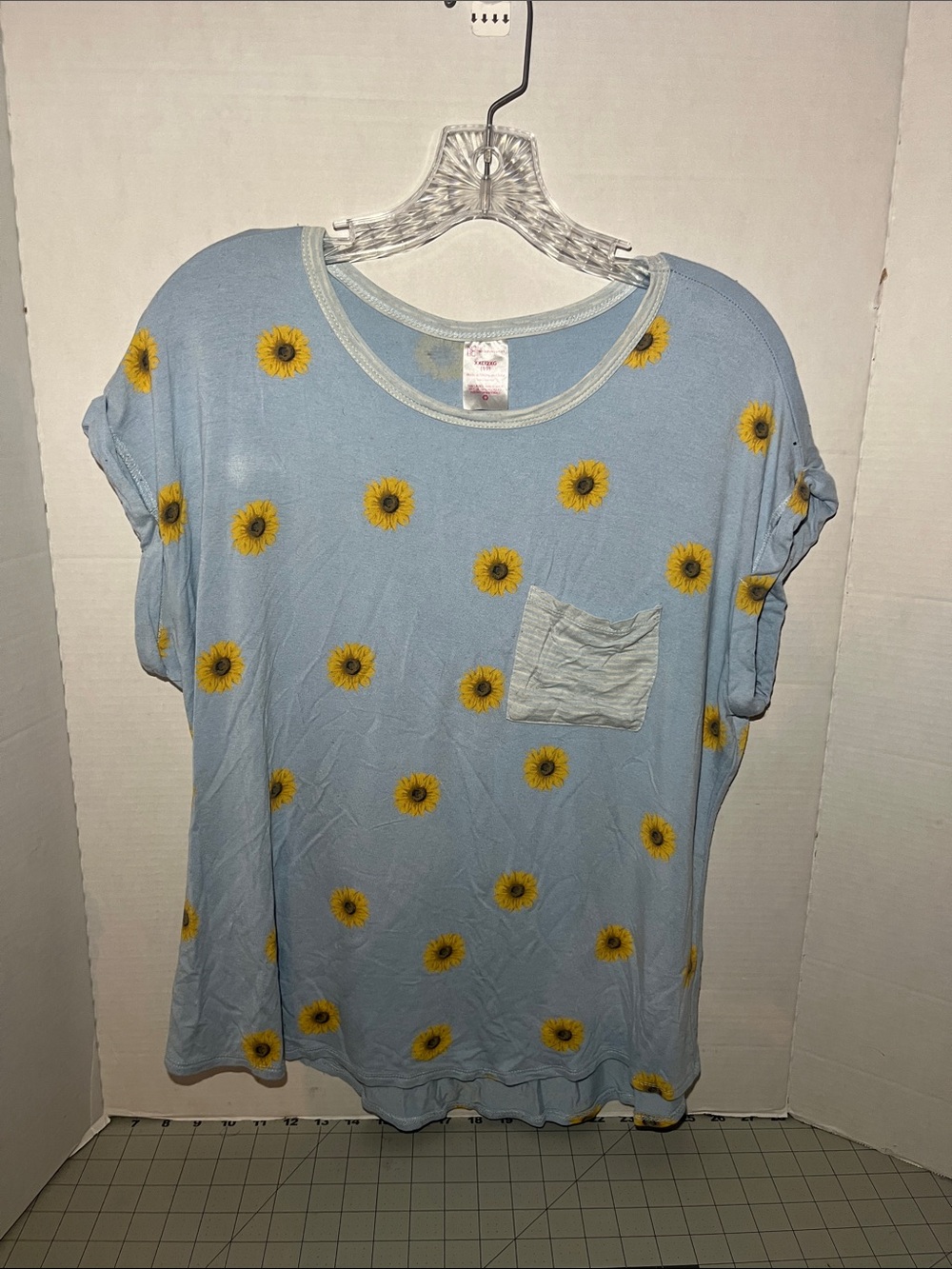 No Boundaries Light Blue Sunflower Pocket Tee